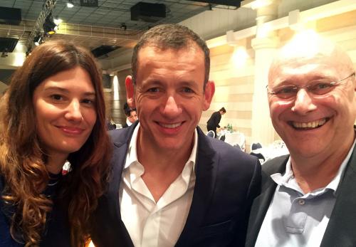 Iconographie - Dany Boon avec Eric Dubot, cinéma Triskel