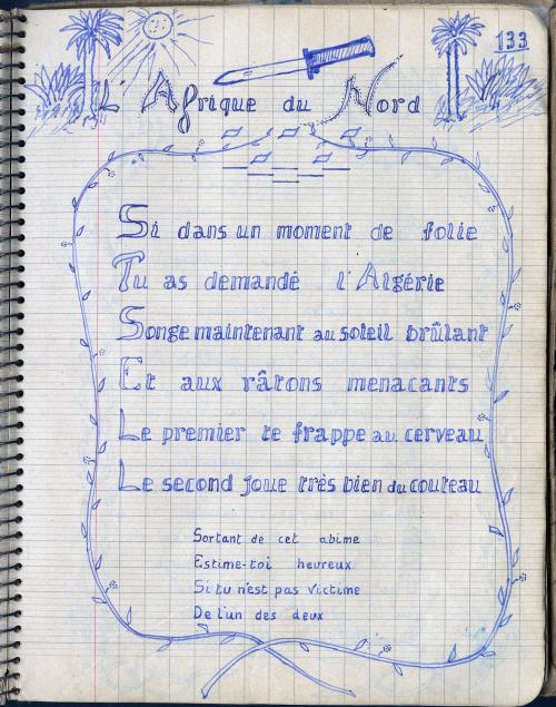 Iconographie - Algérie - Oran,  Cahier du tirailleur Pierre Erieau