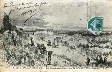 Iconographie - Siège de Paris (1870-71) Le bombardement, vu de la butte de Montmartre