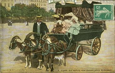 Iconographie - La voiture aux chèvres, place Bellecour