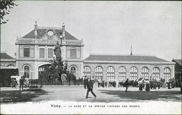 Iconographie - La gare et la statue Déesse des eaux