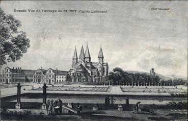 Iconographie - Grande vue de l'abbaye de Cluny, d'après Lallemand