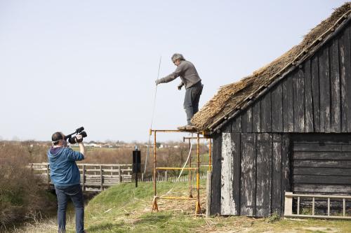 Iconographie - Reportage sur un chaumier travaillant sur une salorge au Daviaud