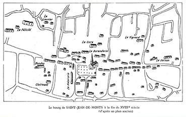 Iconographie - Le bourg à la fin du XVIIIe siècle, selon Dr. Rousseau