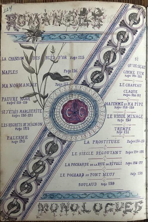 iconographie - Cahier offert par Camille Gibaud à Joseph Plaquevent - Monologues