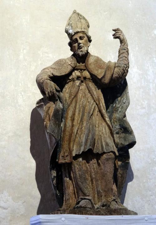 Iconographie - Statue Saint-Léger en bois de tilleul polychrome. XVIIe siècle
