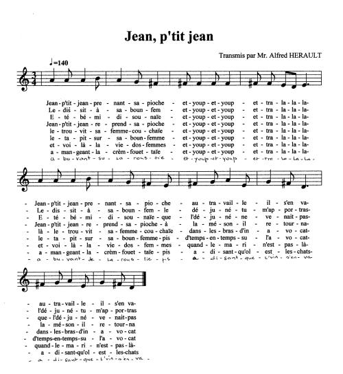 Partition - Jean p'tit-Jean