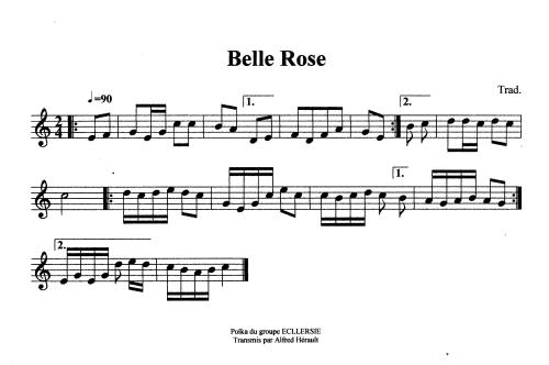 Partition - Belle rose, selon Ecllersie