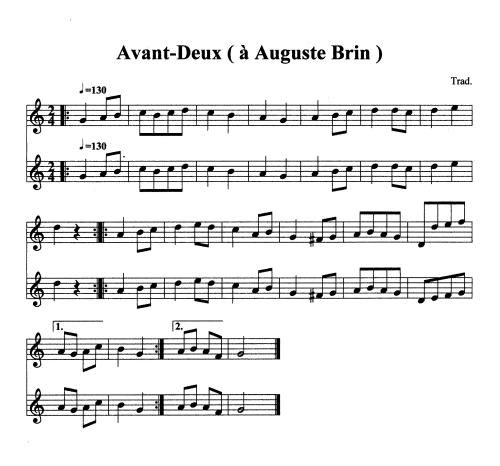 Partition - Avant-deux à Auguste Brin