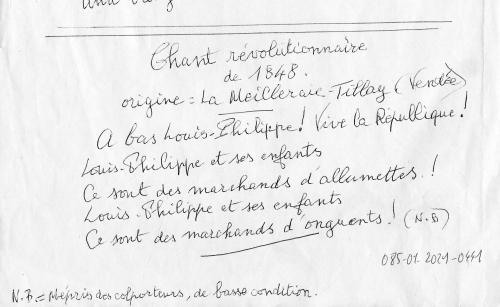 Manuscrit - A bas Louis-Philippe