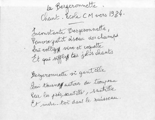 Manuscrit - La bergeronnette