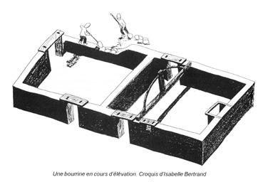 Iconographie - Une bourrine en cours d'élévation