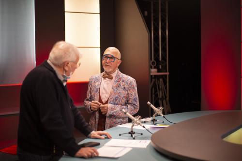 Iconographie - Jean-Pierre Bertrand et Jean-Pierre Pouvreau sur le plateau de TV Vendée 