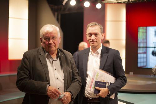 Iconographie - Jean-Pierre Bertrand et Guillaume Jean sur le plateau de TV Vendée 