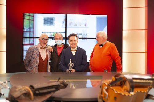 Iconographie - Jean-Pierre Bertrand, Jérôme Aubineau, Jean-Pierre Pouvreau et l’équipe de TV Vendée sur le plateau de TV Vendée 