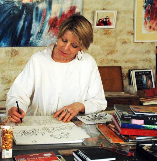 Iconographie - L'artiste peintre Maguy Héraud-Margaux au travail