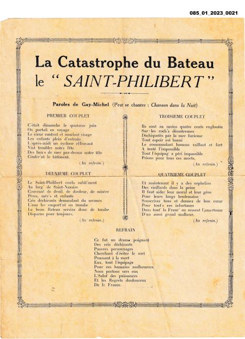 Partition - La catastrophe du bateau Le Saint-Philibert