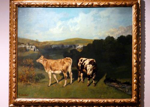 Iconographie - Vaches au pâturage, selon Gustave Courbet
