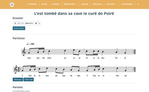 Iconographie - Ecran du site MusTrad - Les partitions