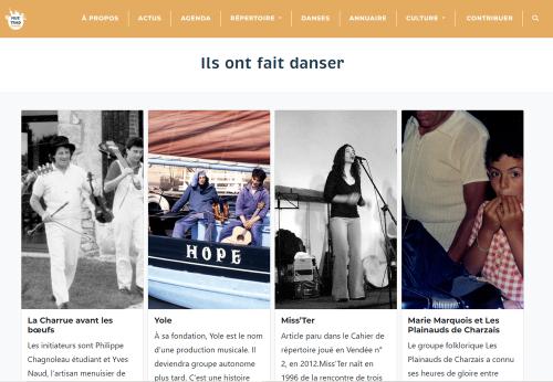 Iconographie - Ecran du site MusTrad - Ils ont fait danser