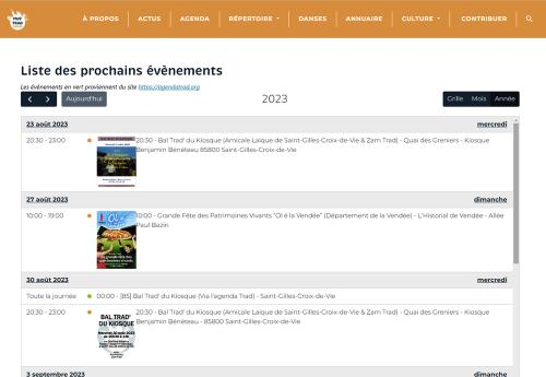 Iconographie - Ecran du site MusTrad - Les évènements