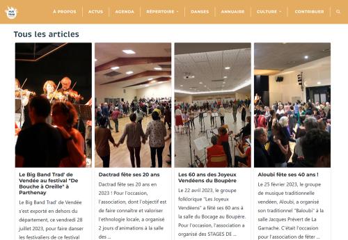 Iconographie - Ecran du site MusTrad - Articles