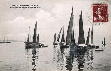 Iconographie - Au bord de l'océan - Barques de pêche allant à la mer