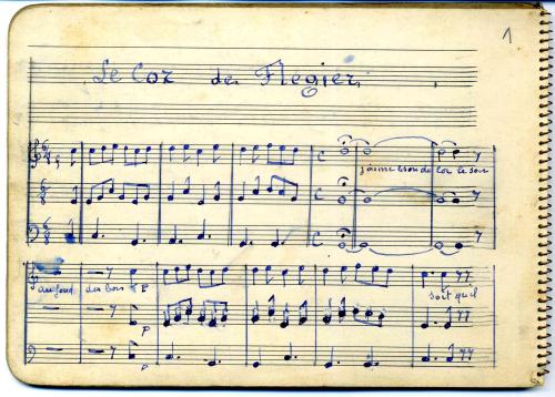 Partition - Cor (Le) 1sur6 sur carnet manuscrit