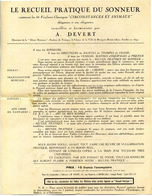 iconographie - Recueil pratique du sonneur - Recto - Description d'Anthelme Devert