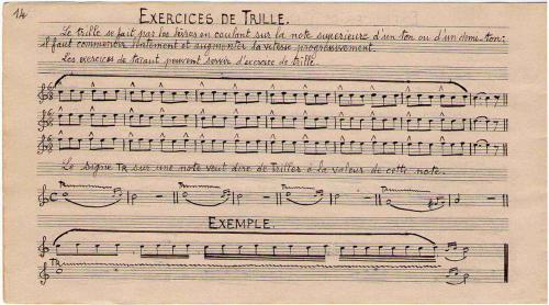 Partition - Exercice de trille - Exemple - Manuscrit