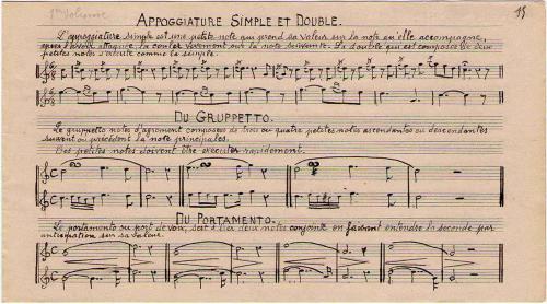 Partition - Appogiature simple et double - Du Grupetto - Du Portamento - Manuscrit