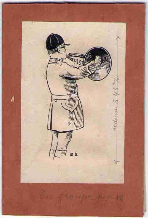 Partition - Manière de tenir la main dans le pavillon - Dessin de l'ami M.B. de l'auteur, vu de l'arrière