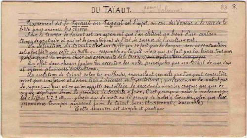 Partition - Du taïaut - Manuscrit