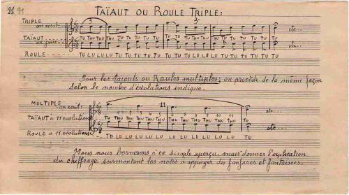 Partition - Taäut ou roulé triple - Manuscrit