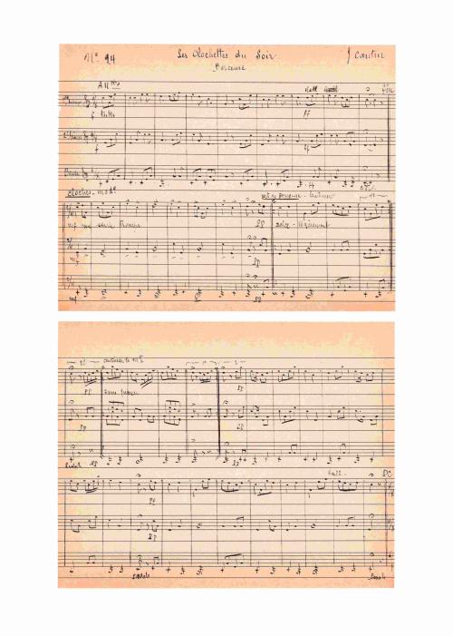 Partition - Clochettes du soir (Les) - Berceuse - Manuscrit recopié d'un original.