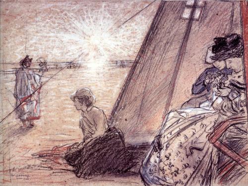 Iconographie - A la plage, selon Auguste Lepère