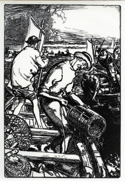 Iconographie - Pêcheur et sa nasse, selon Auguste Lepère