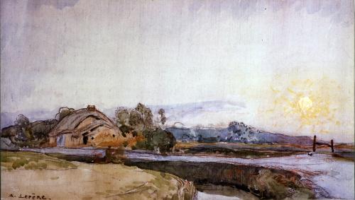 Iconographie - Bourrine, près d'une charraud, selon Auguste Lepère