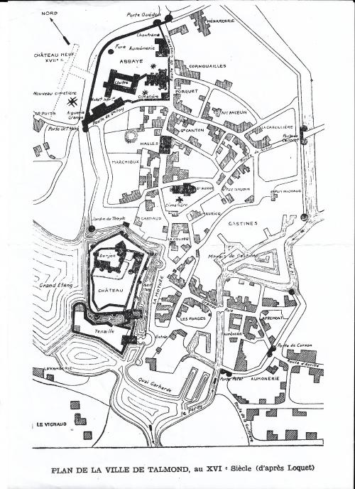 Iconographie - Plan de la ville de Talmont au XVIe siècle