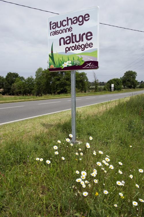 Iconographie - Panneau sur la D960 - Fauchage raisonné nature protégée