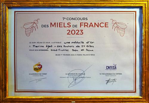 Iconographie - Diplome médaille d'or au concours des hydromels de France