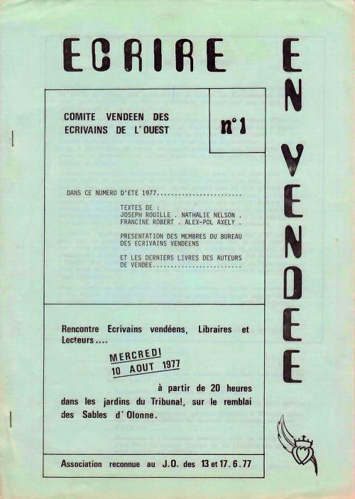 Iconographie - Couverture de la revue Ecrire en Vendée, n° 1