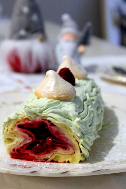 Iconographie - Crêp'bûche citron-framboises, selon Marie-France Bertaud