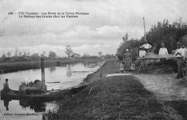 Iconographie - Les rives de la Sèvre Niortaise - Le battage des grains chez les huttiers