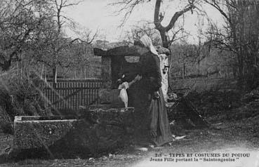 Iconographie - Types et costumes du Poitou - Jeune fille portant la "Saintongeaise"