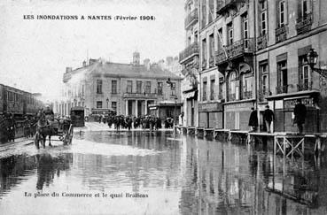 Iconographie - Les inondations à Nantes - La place du commerce