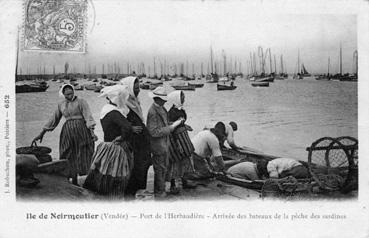 Iconographie - Port de l'Herbaudière - Arrivée des bateaux de la pêche des sardines