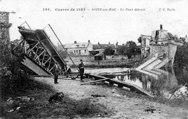 Iconographie - Guerre de 1914 - Noisy-au-Bac - Le pont détruit