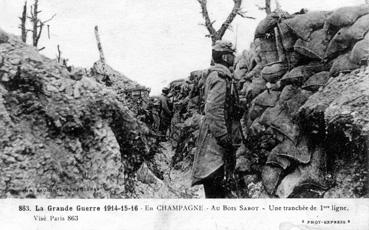 Iconographie - La Grande Guerre 1914-15-16 - En Champagne au Bois Sabot