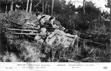 Iconographie - 1914-15 - Les troupes Anglaises sur le front - Une alerte